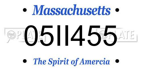 05II455 Massachusetts License Plate