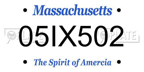 05IX502 Massachusetts License Plate