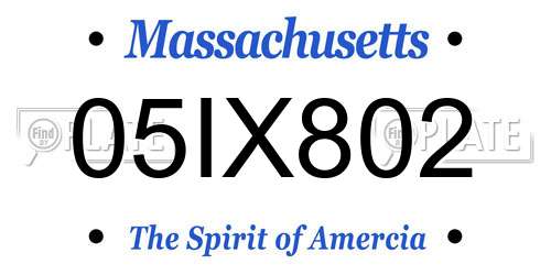 05IX802 Massachusetts License Plate