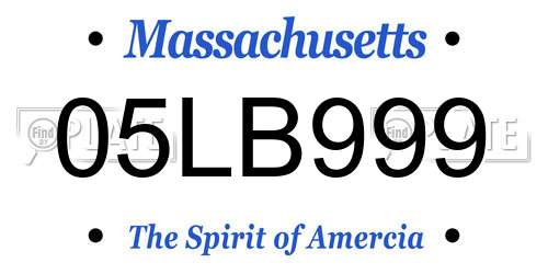 05LB999 Massachusetts License Plate