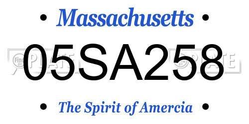 05SA258 Massachusetts License Plate