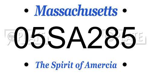 05SA285 Massachusetts License Plate