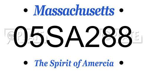 05SA288 Massachusetts License Plate