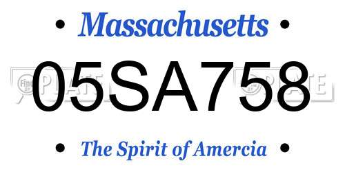 05SA758 Massachusetts License Plate
