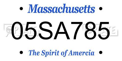 05SA785 Massachusetts License Plate