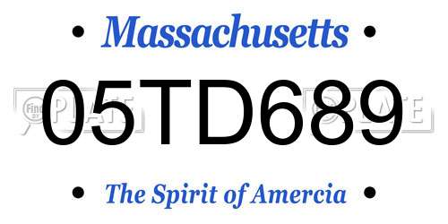05TD689 Massachusetts License Plate
