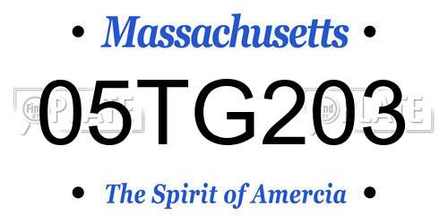 05TG203 Massachusetts License Plate