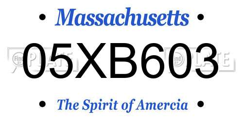 05XB603 Massachusetts License Plate