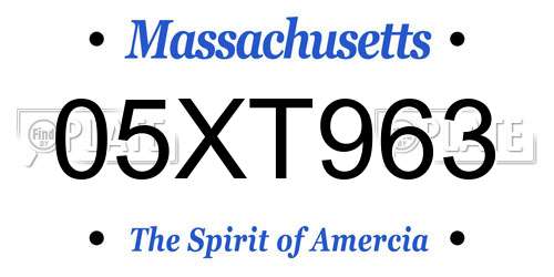 05XT963 Massachusetts License Plate
