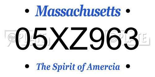 05XZ963 Massachusetts License Plate
