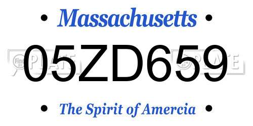 05ZD659 Massachusetts License Plate