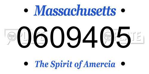 0609405 Massachusetts License Plate
