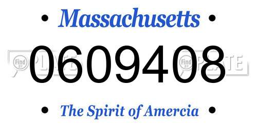 0609408 Massachusetts License Plate