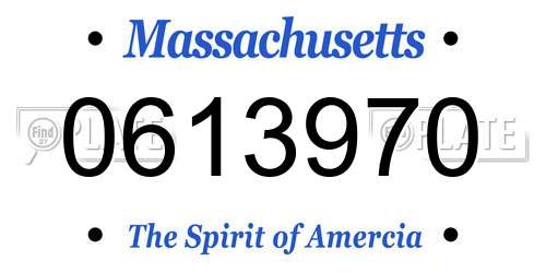 0613970 Massachusetts License Plate