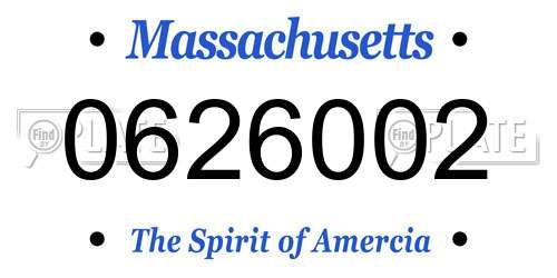0626002 Massachusetts License Plate