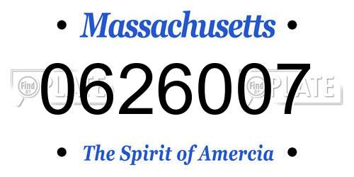 0626007 Massachusetts License Plate