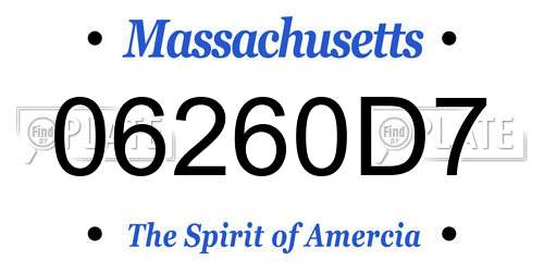 06260D7 Massachusetts License Plate