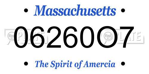 06260O7 Massachusetts License Plate