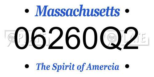 06260Q2 Massachusetts License Plate
