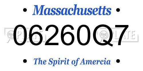 06260Q7 Massachusetts License Plate