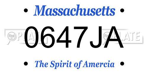 0647JA Massachusetts License Plate