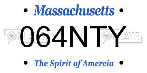 064NTY Massachusetts License Plate