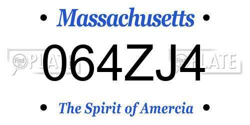 064ZJ4 Massachusetts License Plate