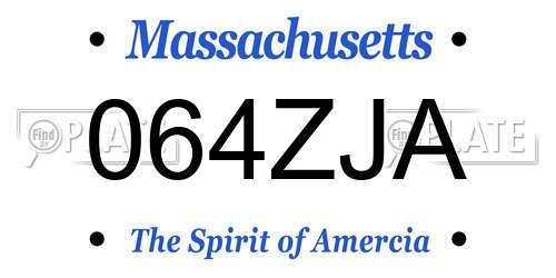 064ZJA Massachusetts License Plate