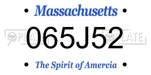 065J52 Massachusetts License Plate