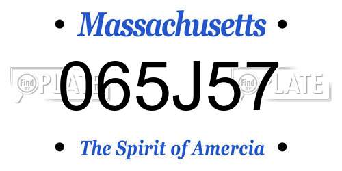065J57 Massachusetts License Plate