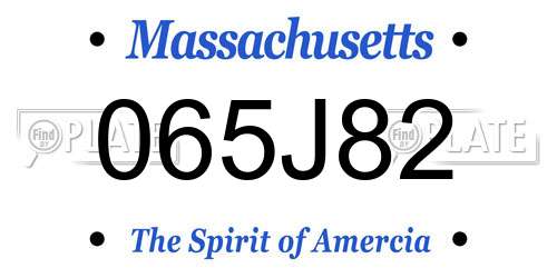 065J82 Massachusetts License Plate