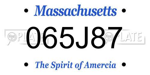 065J87 Massachusetts License Plate