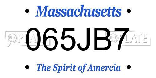 065JB7 Massachusetts License Plate