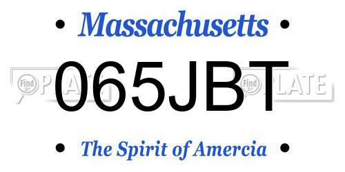 065JBT Massachusetts License Plate
