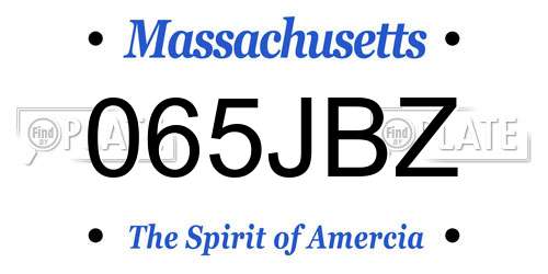 065JBZ Massachusetts License Plate
