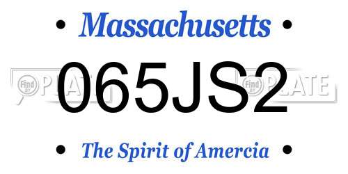 065JS2 Massachusetts License Plate