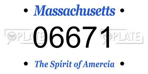 06671 Massachusetts License Plate