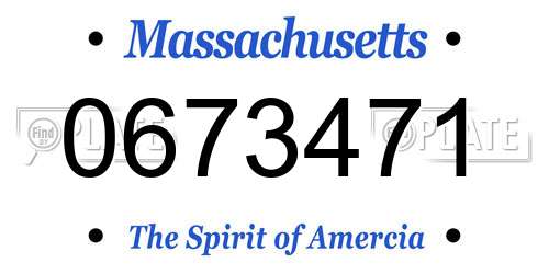 0673471 Massachusetts License Plate