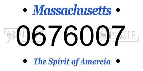 0676007 Massachusetts License Plate