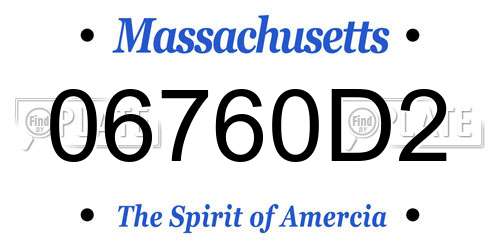 06760D2 Massachusetts License Plate
