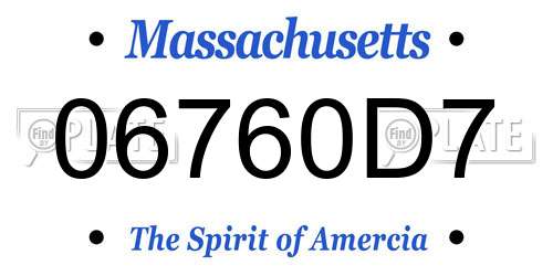 06760D7 Massachusetts License Plate