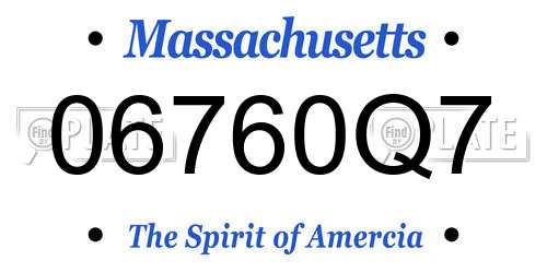 06760Q7 Massachusetts License Plate