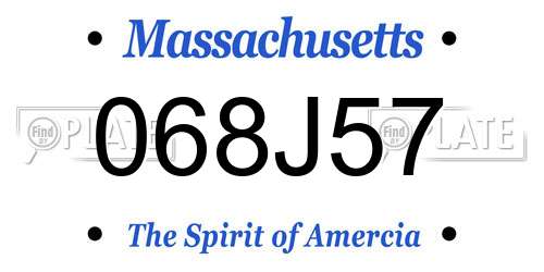 068J57 Massachusetts License Plate