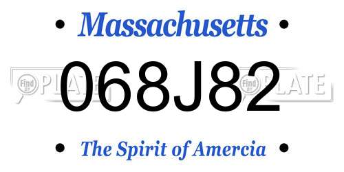 068J82 Massachusetts License Plate