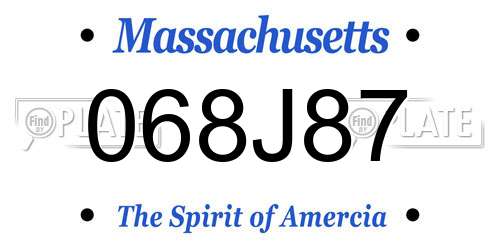 068J87 Massachusetts License Plate