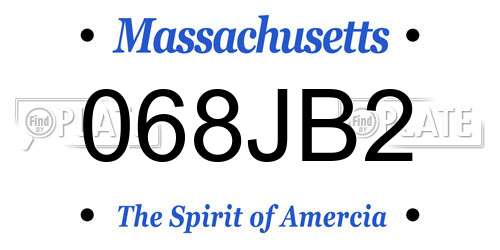 068JB2 Massachusetts License Plate