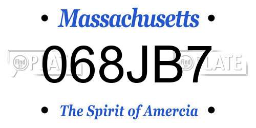 068JB7 Massachusetts License Plate