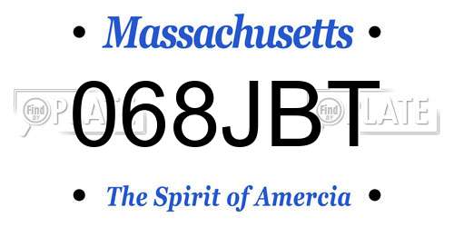 068JBT Massachusetts License Plate