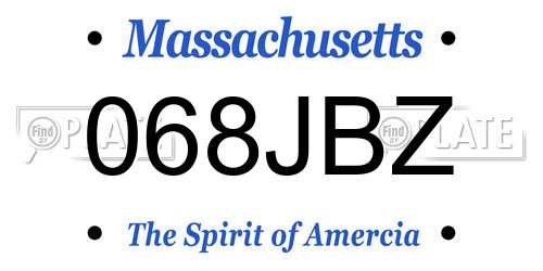 068JBZ Massachusetts License Plate