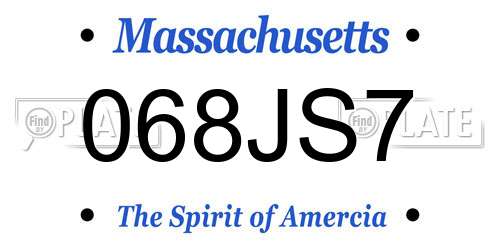 068JS7 Massachusetts License Plate